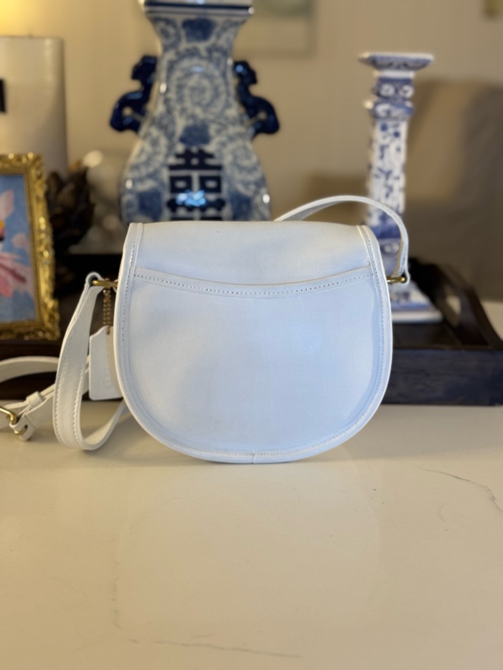 🤍 VINTAGE COACH WHITE LEATHER WATSON TURNLOCK CROSSBODY BAG #9981! - Picture 3 of 12